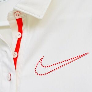 Nike Golf Polo Shirt Women Dri Fit Cream/Orange Short Sleeve Collared Stretch